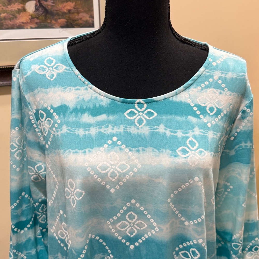 Ruby Rd Blue Long Sleeve Blouse - Picture 2 of 9